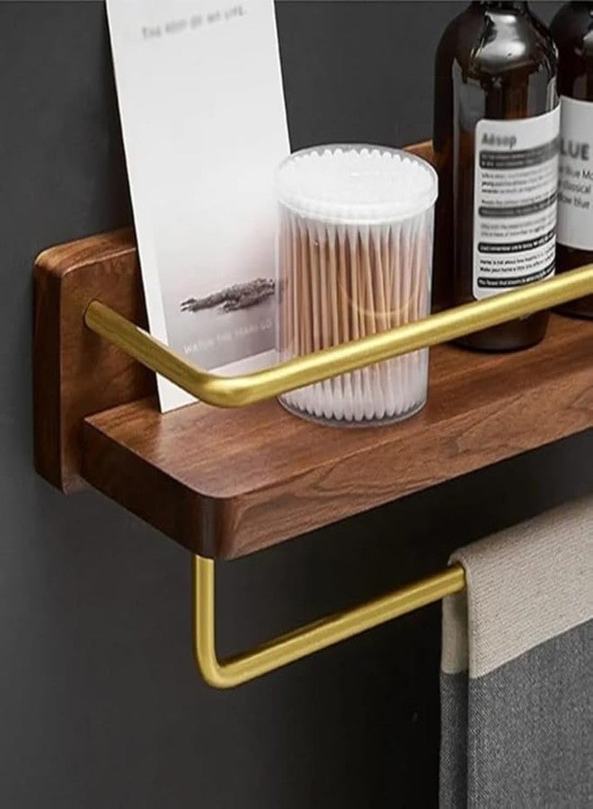 Crysellewoods Luxury Toilet Paper Holder/Towel Rack with Shampoo Storage, Wooden Towel Holder, Extra Space Rack for Bathroom Organizer Shelves/Rack for Wall, Bathroom Accessories (Style A1 25cm) - Image 2